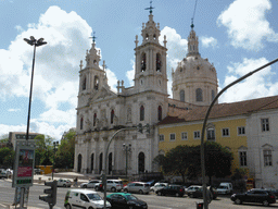 The Estrela Basilica at the Praça da Estrela square, viewed from the sightseeing bus