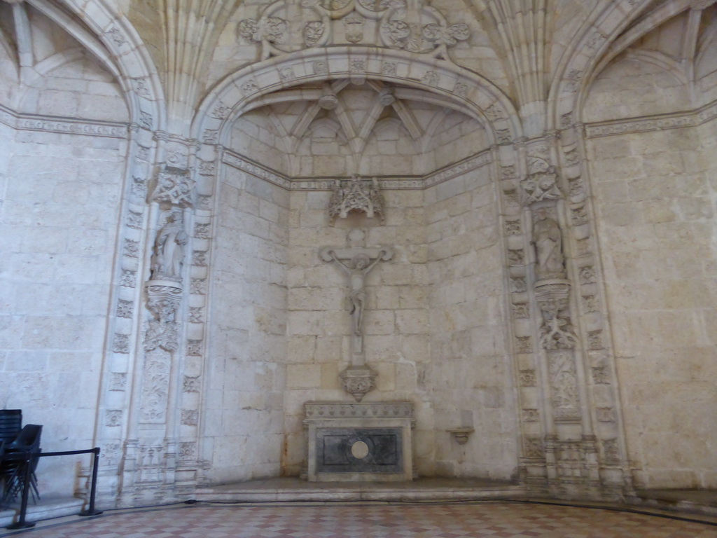 Altar and cross at the Chapterhouse of the Cloister at the Jerónimos Monastery