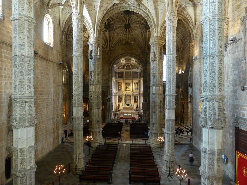 Nave and apse of the Church of Santa Maria at the Jerónimos Monastery, viewed from the upper floor