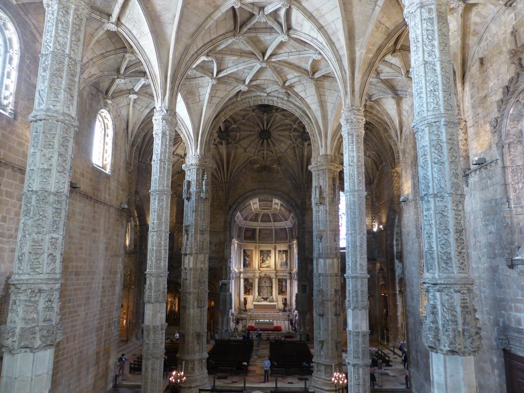 Nave and apse of the Church of Santa Maria at the Jerónimos Monastery, viewed from the upper floor