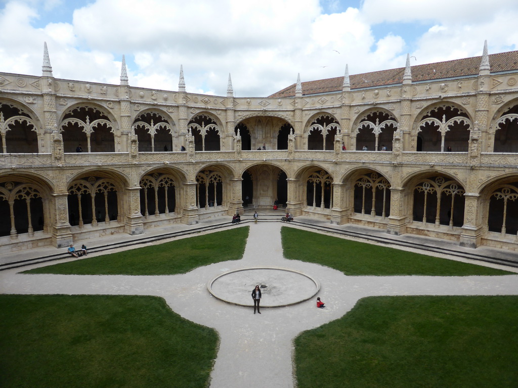 Central square of the Cloister at the Jerónimos Monastery, viewed from the upper floor