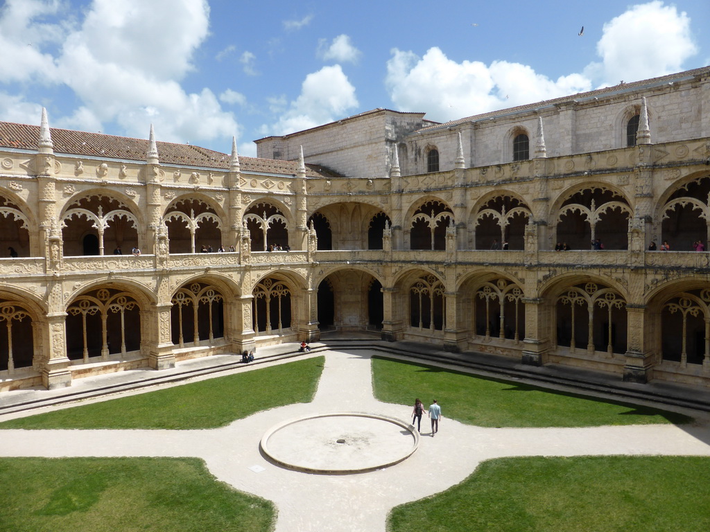 Central square of the Cloister at the Jerónimos Monastery, viewed from the upper floor