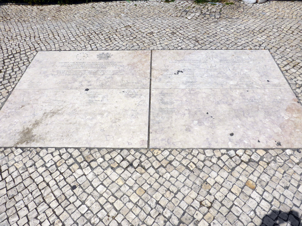 Plaque in front of the Jerónimos Monastery commemorating the Treaty of Lisbon of 2007