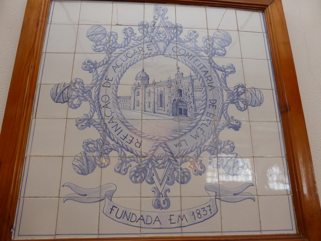 Painted tiles at the Pastéis de Belém restaurant at the Rua Belém street