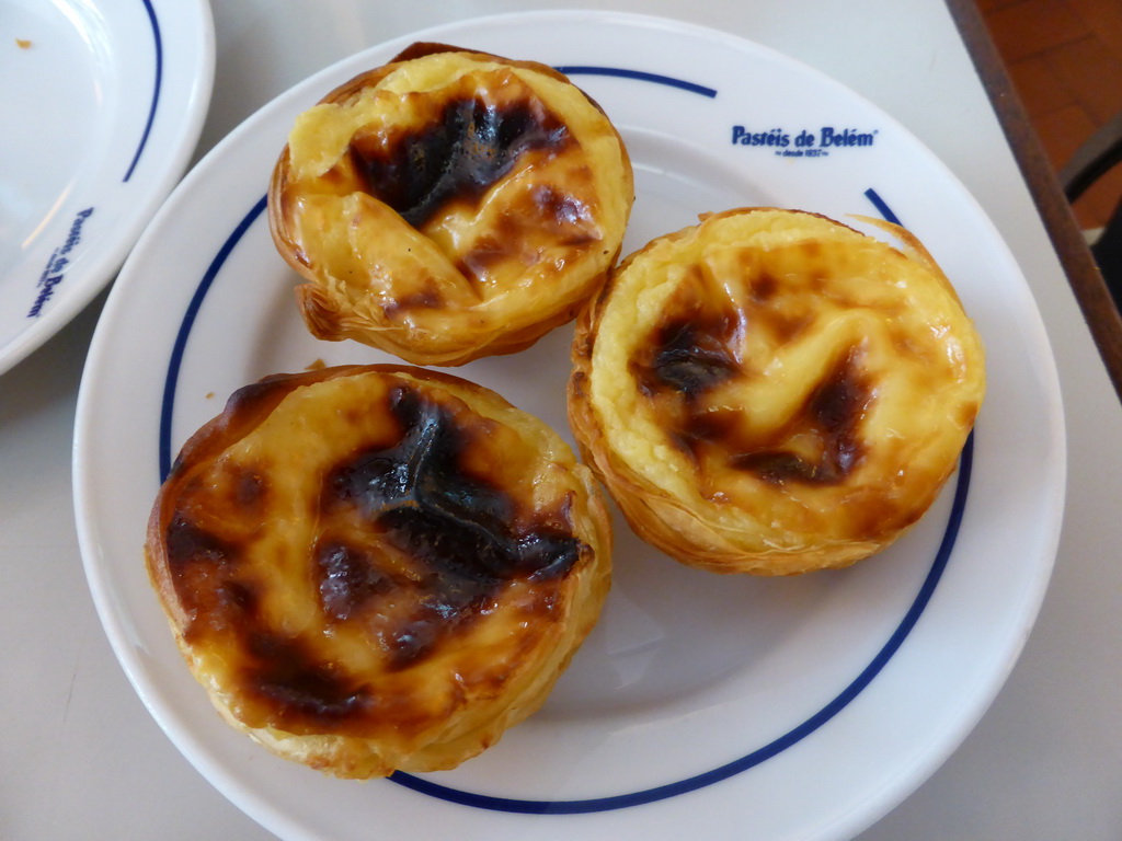 Pastries at the Pastéis de Belém restaurant at the Rua Belém street