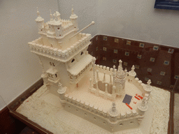 Scale model of the Torre de Belém tower at the Pastéis de Belém restaurant at the Rua Belém street