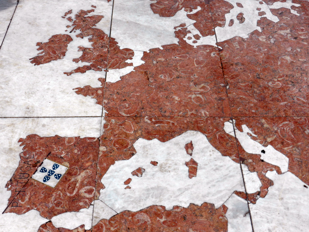 Part of the world map on the square in front of the Padrão dos Descobrimentos monument