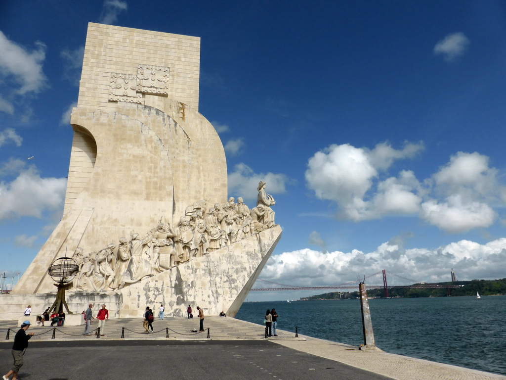 The Padrão dos Descobrimentos monument, the Ponte 25 de Abril bridge over the Rio Tejo river and the Cristo Rei statue