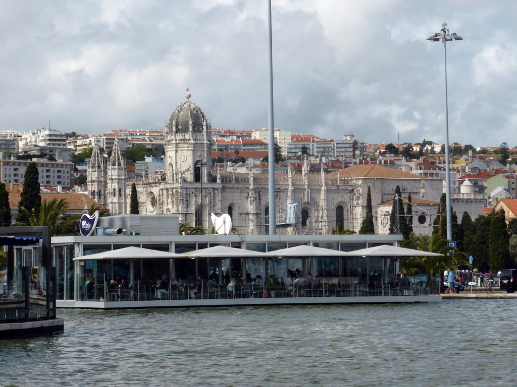 The Rio Tejo river and the Jerónimos Monastery, viewed from the square in front of the Padrão dos Descobrimentos monument