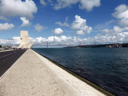 The Padrão dos Descobrimentos monument, the Ponte 25 de Abril bridge over the Rio Tejo river and the Cristo Rei statue