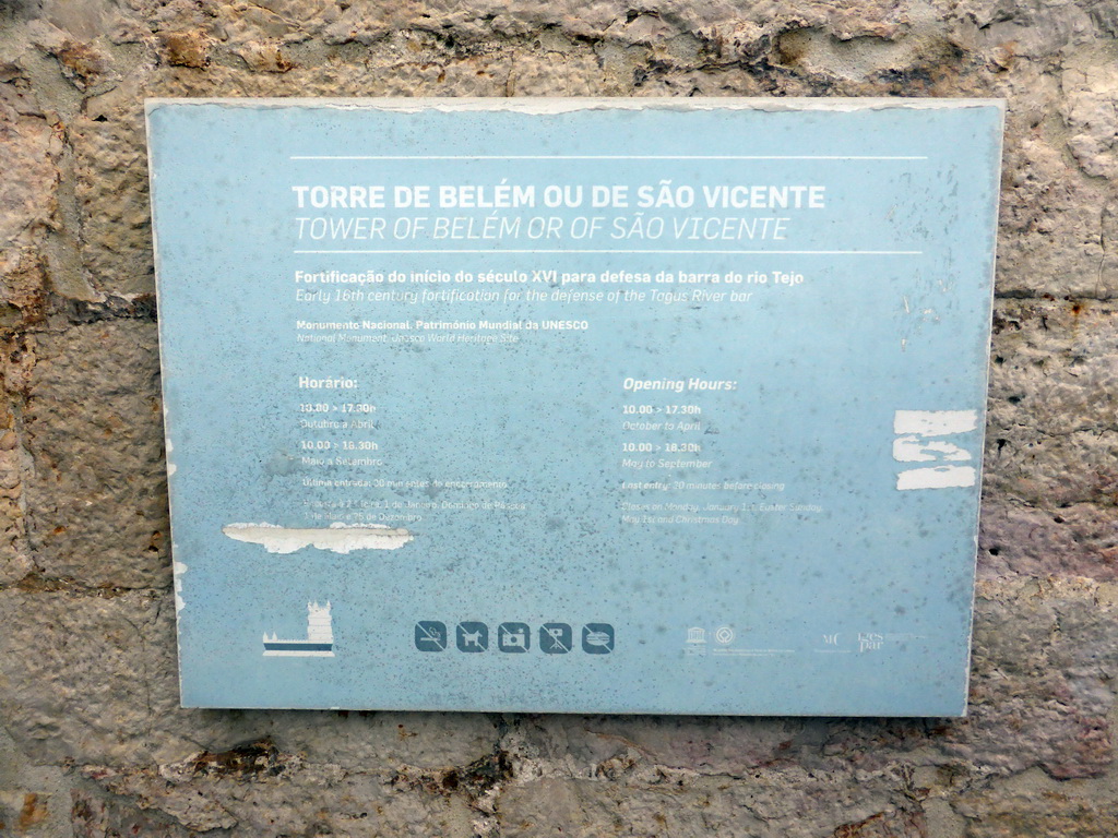 Information on the Torre de Belém tower