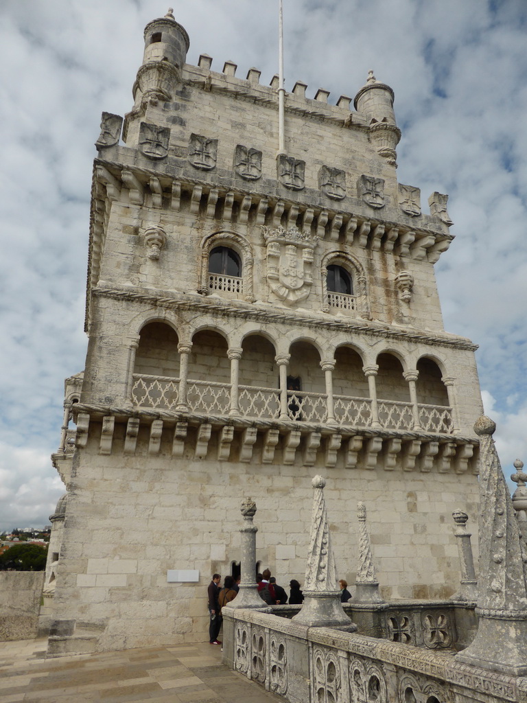 Upper floors of the Torre de Belém tower, viewed from the platform on the first floor