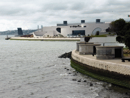 The Fort of Bom Sucesso and Museum of Combatants, the Centro Náutico de Algés center and the Rio Tejo river, viewed from the platform on the first floor of the Torre de Belém tower