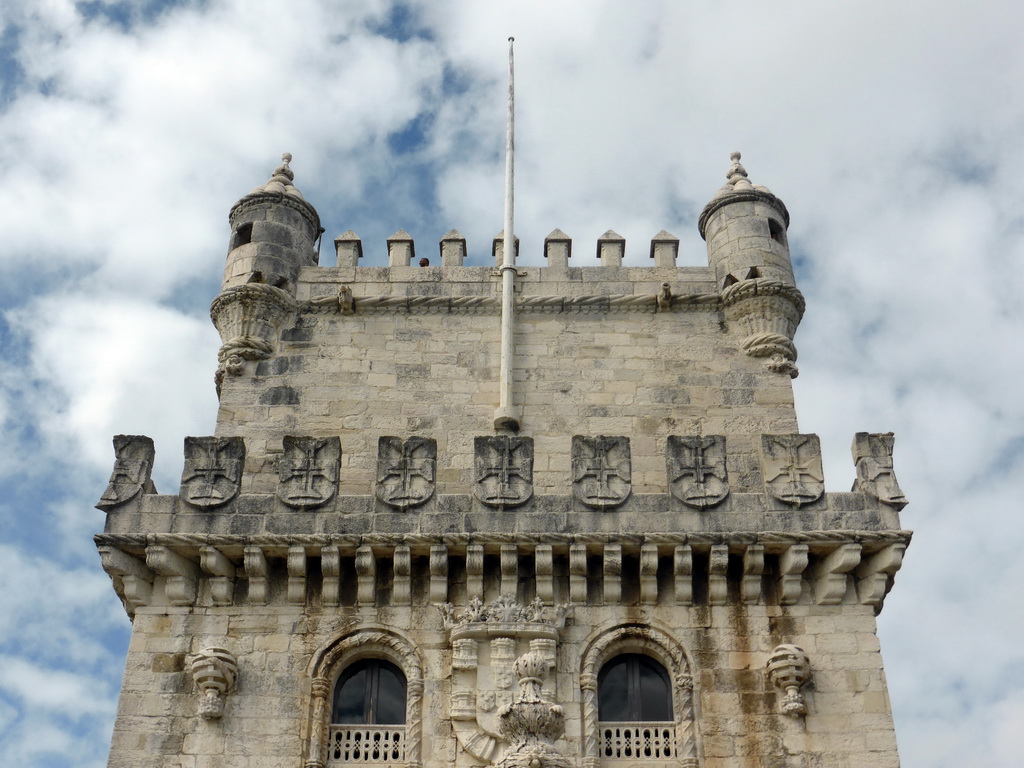 Two highest floors of the Torre de Belém tower, viewed from the platform on the first floor