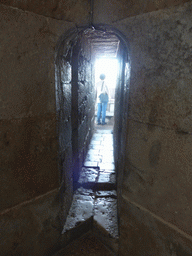 Miaomiao in a corner on the first floor of the Torre de Belém tower