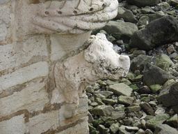 The Rhinoceros sculpture on the outside of the ground floor of the Torre de Belém tower, viewed from the first floor