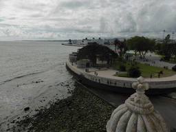 The Fort of Bom Sucesso and Museum of Combatants, the Centro Náutico de Algés center and the Rio Tejo river, viewed from the Loggia at the second floor of the Torre de Belém tower