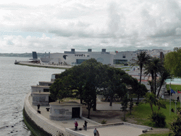 The Fort of Bom Sucesso and Museum of Combatants, the Centro Náutico de Algés center and the Rio Tejo river, viewed from the Loggia at the second floor of the Torre de Belém tower