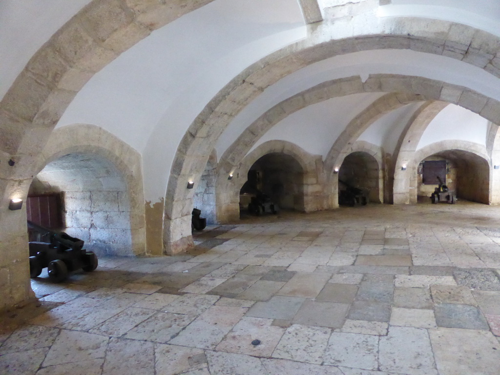 Cannons in the basement of the Torre de Belém tower