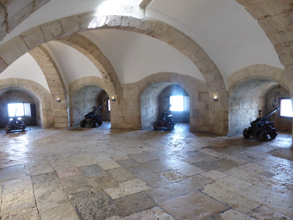 Cannons in the basement of the Torre de Belém tower