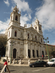 The Estrela Basilica at the Praça da Estrela square, viewed from the bus
