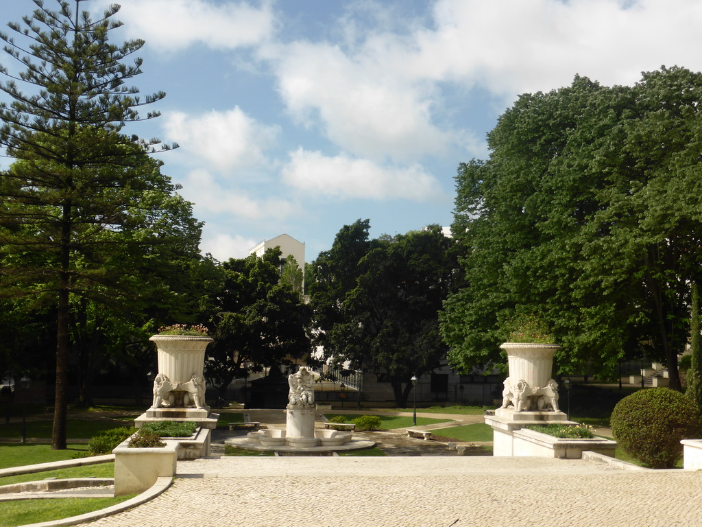 The Jardim de São Bento garden at the Calçada da Estrela street, viewed from the bus