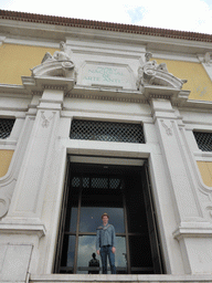 Tim in front of the main entrance to the Museu Nacional de Arte Antiga museum at the Jardim 9 de Abril garden