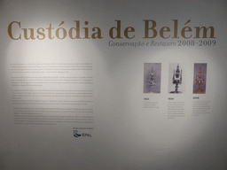 Information on the Custódia de Belém monstrance at the second floor of the Museu Nacional de Arte Antiga museum