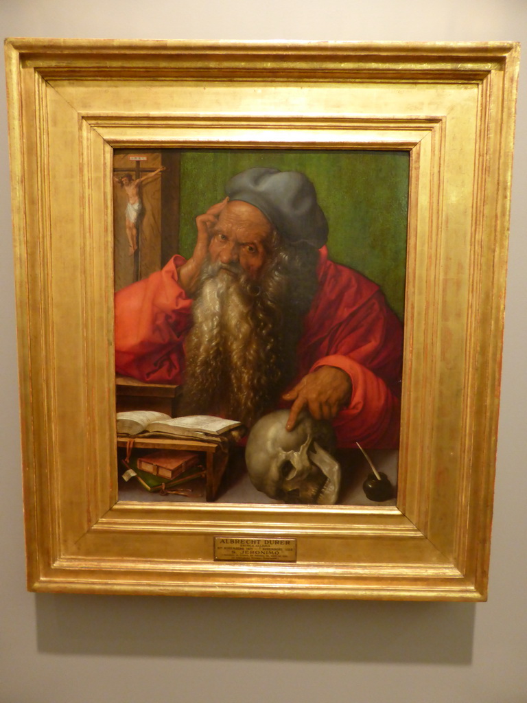 Painting `Saint Jerome` by Albrecht Dürer, at the first floor of the Museu Nacional de Arte Antiga museum