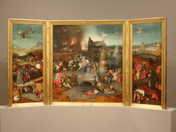 Triptych `The Temptations of St. Anthony` by Hieronymus Bosch, at the first floor of the Museu Nacional de Arte Antiga museum