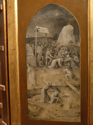 Left back side of the triptych `The Temptations of St. Anthony` by Hieronymus Bosch, at the first floor of the Museu Nacional de Arte Antiga museum