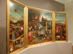 Triptych `The Temptations of St. Anthony` by Hieronymus Bosch, at the first floor of the Museu Nacional de Arte Antiga museum