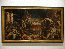 Painting `Hell` by an unknown Portuguese master, at the third floor of the Museu Nacional de Arte Antiga museum