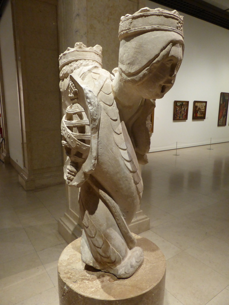 Sculpture `Two Headed Fountain` at the third floor of the Museu Nacional de Arte Antiga museum