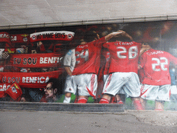 Painting of the S.L. Benfica soccer team in a tunnel under the Avenida General Norton de Matos avenue