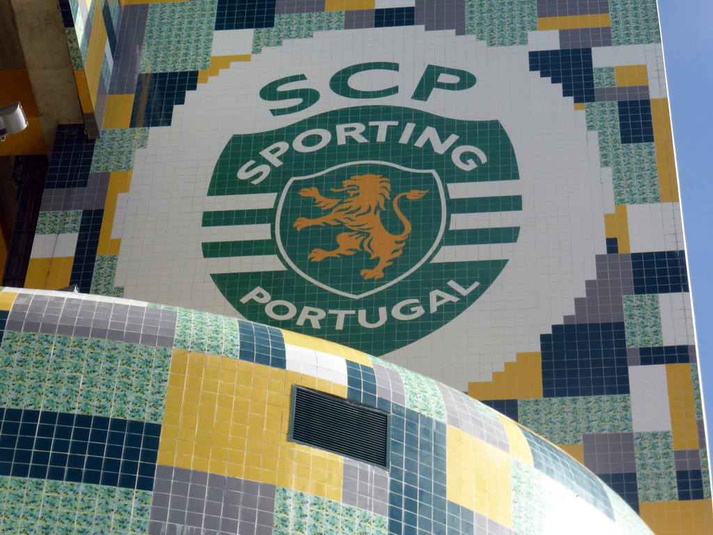 The logo of Sporting Clube de Portugal in painted tiles at the Estádio José Alvalade soccer stadium