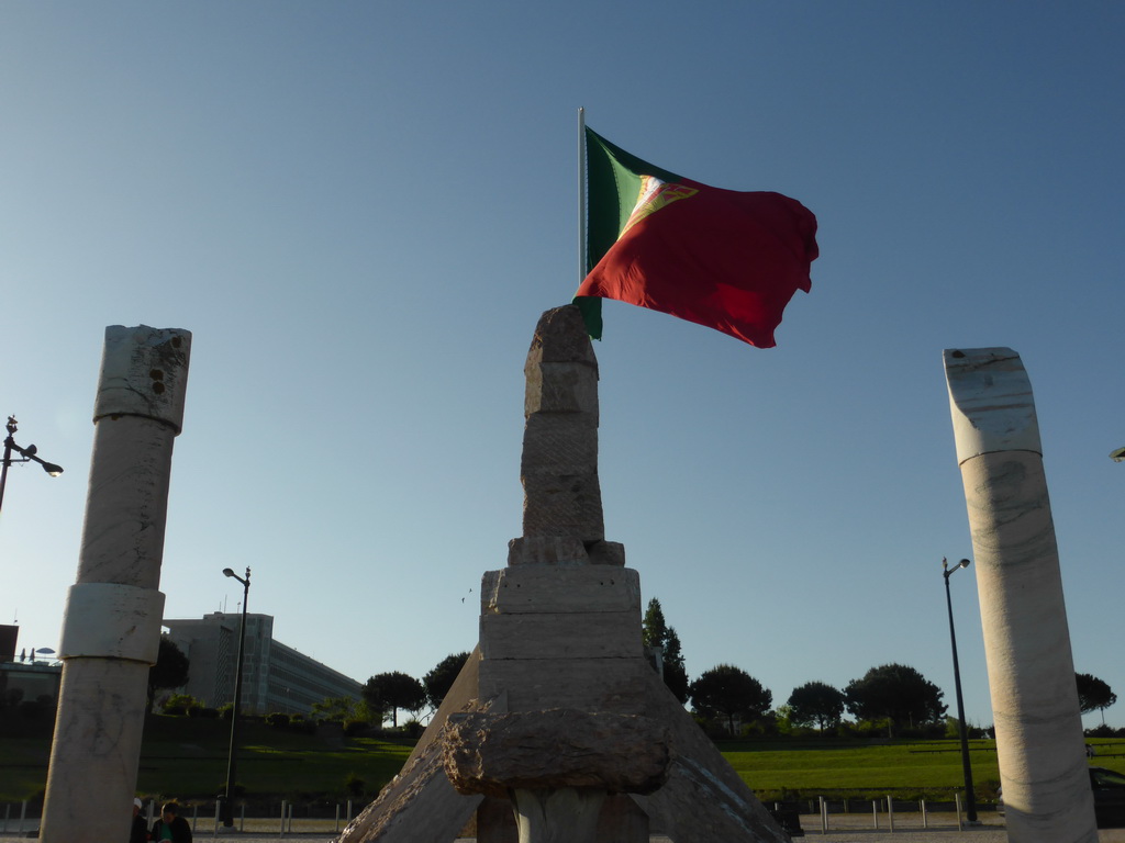 Portuguese flag at the fountain at the northwest side of the Parque Eduardo VII park