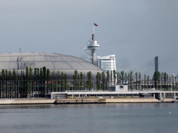 Dock, the Pavilhão Atlântico building and the Vasco da Gama Tower at the Parque das Nações park, and the Vasco da Gama Bridge over the Rio Tejo river