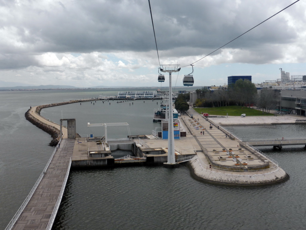 Dock at the Parque das Nações park, viewed from the funicular