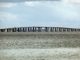 The Vasco da Gama Bridge over the Rio Tejo river, viewed from the Parque das Nações park