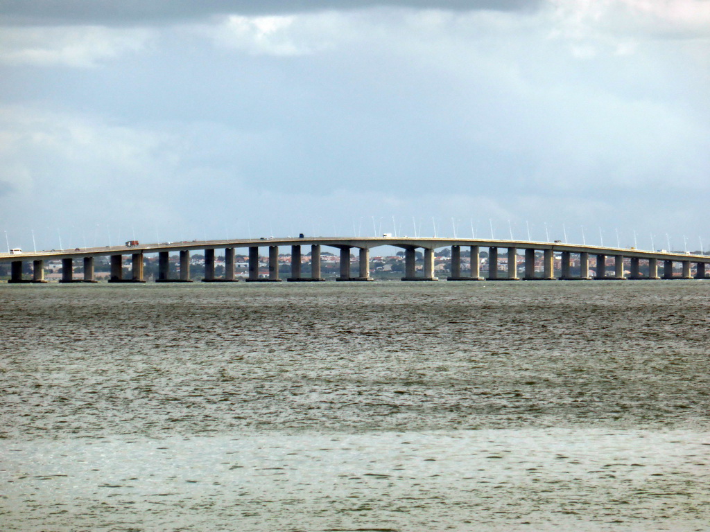 The Vasco da Gama Bridge over the Rio Tejo river, viewed from the Parque das Nações park