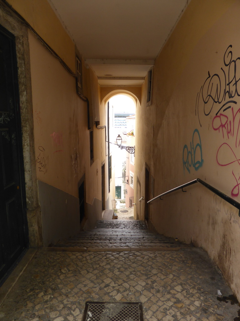 The Escadinhas dos Remédios staircase, viewed from the Rua dos Remédios street