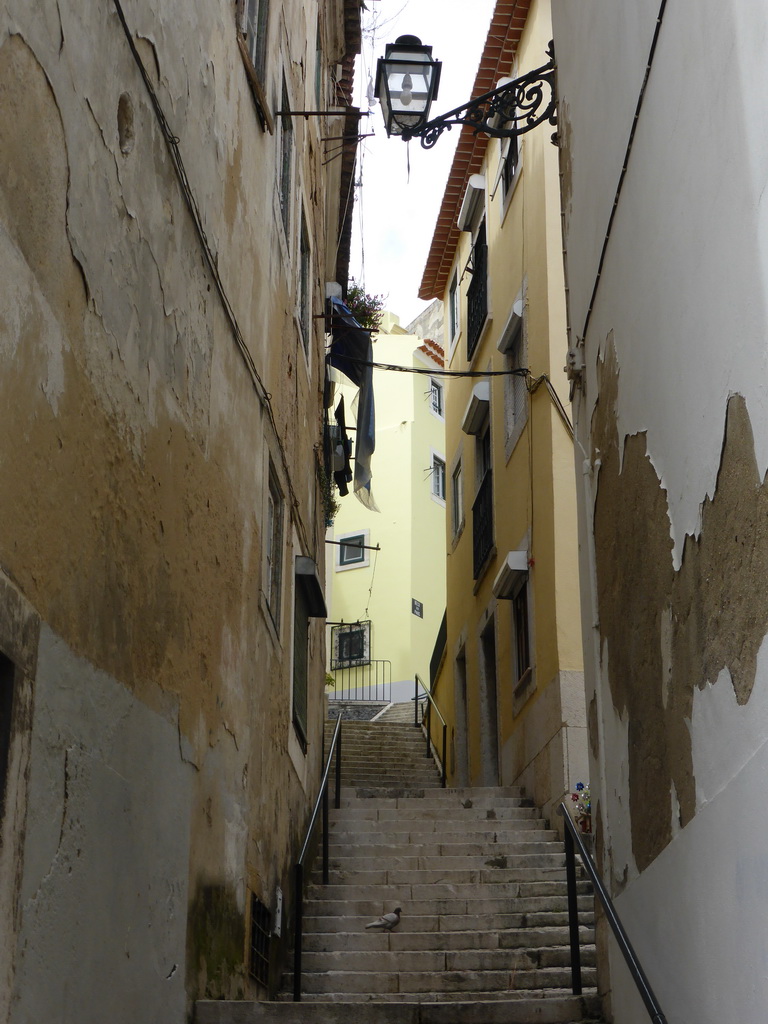 The Beco de Paus staircase, viewed from the Rua do Vigário street