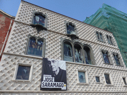 Facade of the Casa dos Bicos building at the Rua dos Bacalhoeiros street