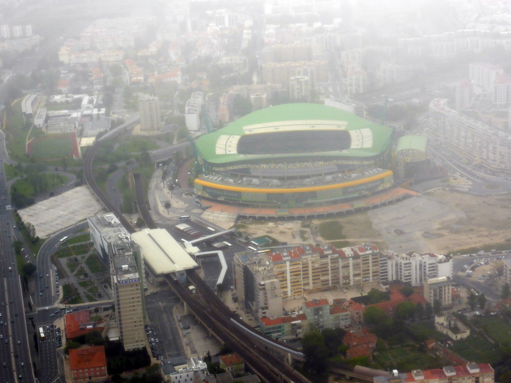 The Estádio José Alvalade soccer stadium, viewed from the airplane to Amsterdam