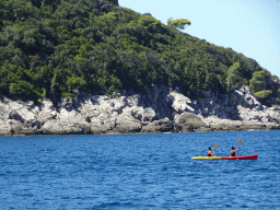 Cano in front of Lokrum island, viewed from the ferry from Dubrovnik Harbour