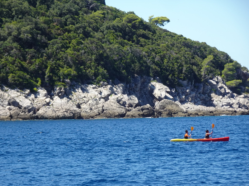 Cano in front of Lokrum island, viewed from the ferry from Dubrovnik Harbour