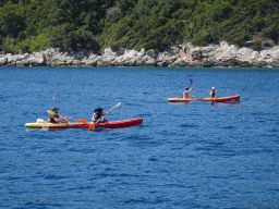 Canoes in front of Lokrum island, viewed from the ferry from Dubrovnik Harbour