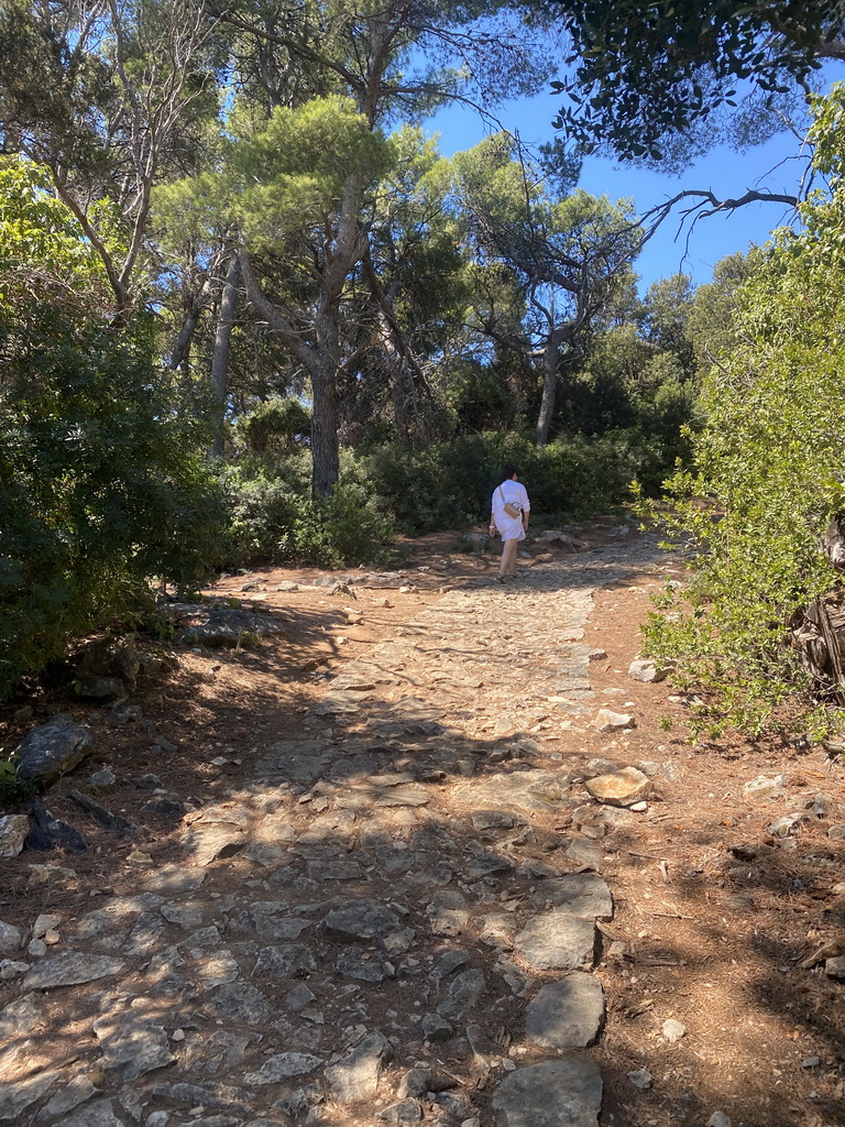 Miaomiao on a path at the southeast side of the island