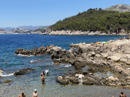 The Lokrum Main Beach and the west side of Dubrovnik with the Rixos Premium Dubrovnik hotel